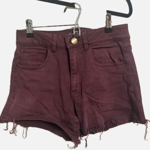 American Eagle Burgundy High-rise super stretch shorts size 6